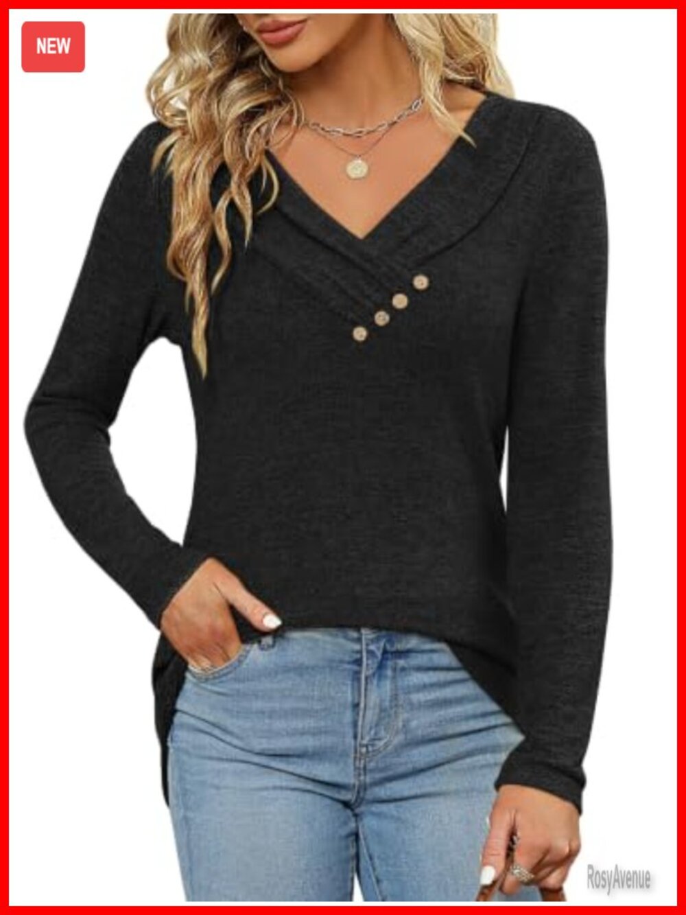 Women's Fall Long Sleeve V Neck Tunic Top for Leggings Casual Blouse